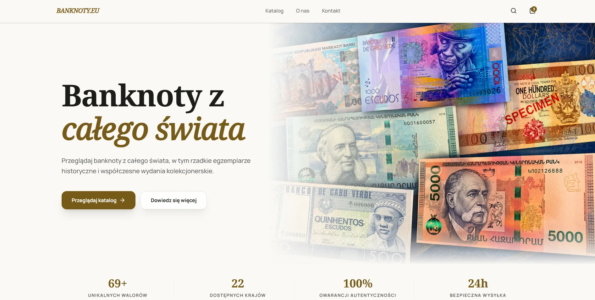 Strona sklepu banknoty.eu